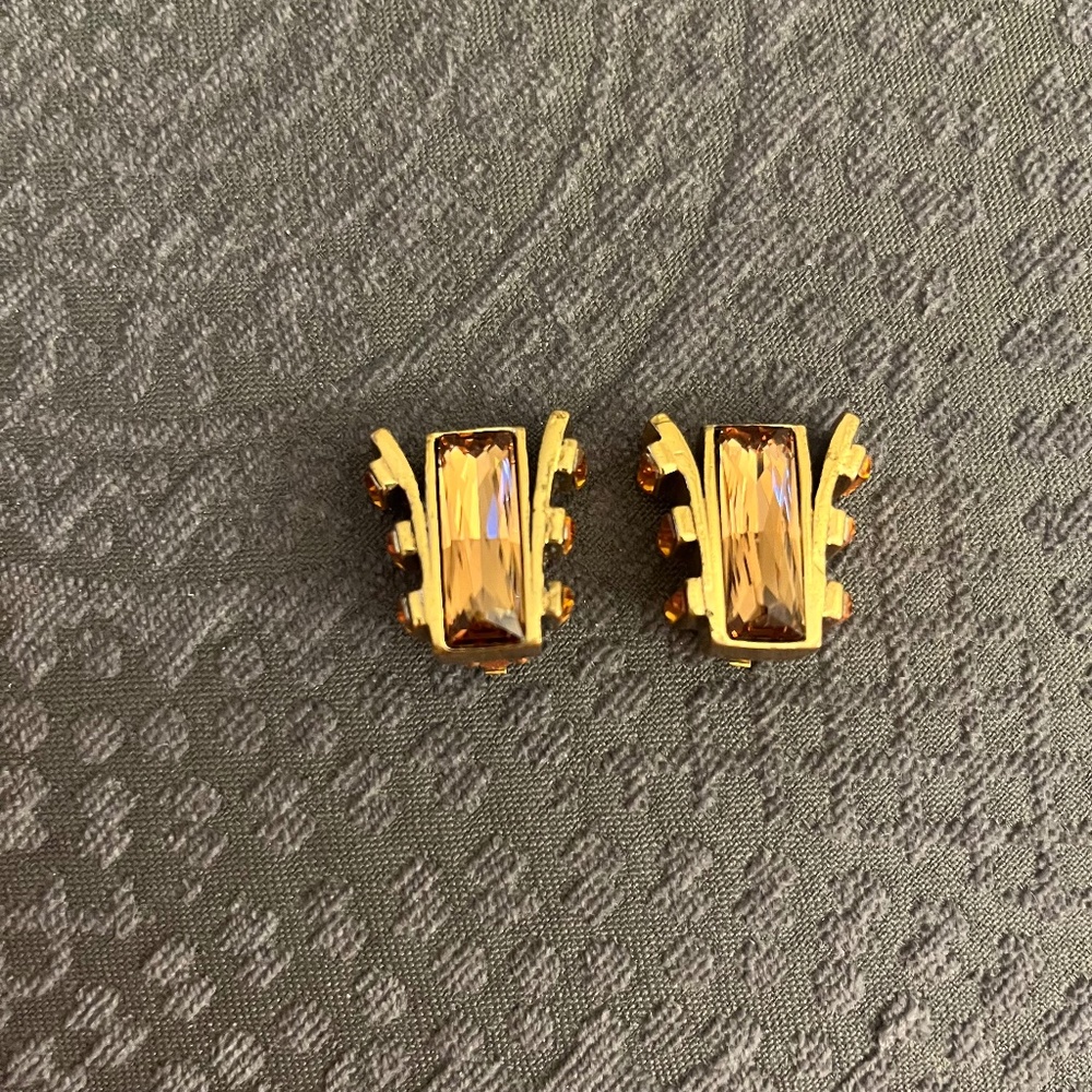 PRICE DROP! Authe!tic Rare Vintage Bulatti Art Deco Clip Earrings – Circa 1984